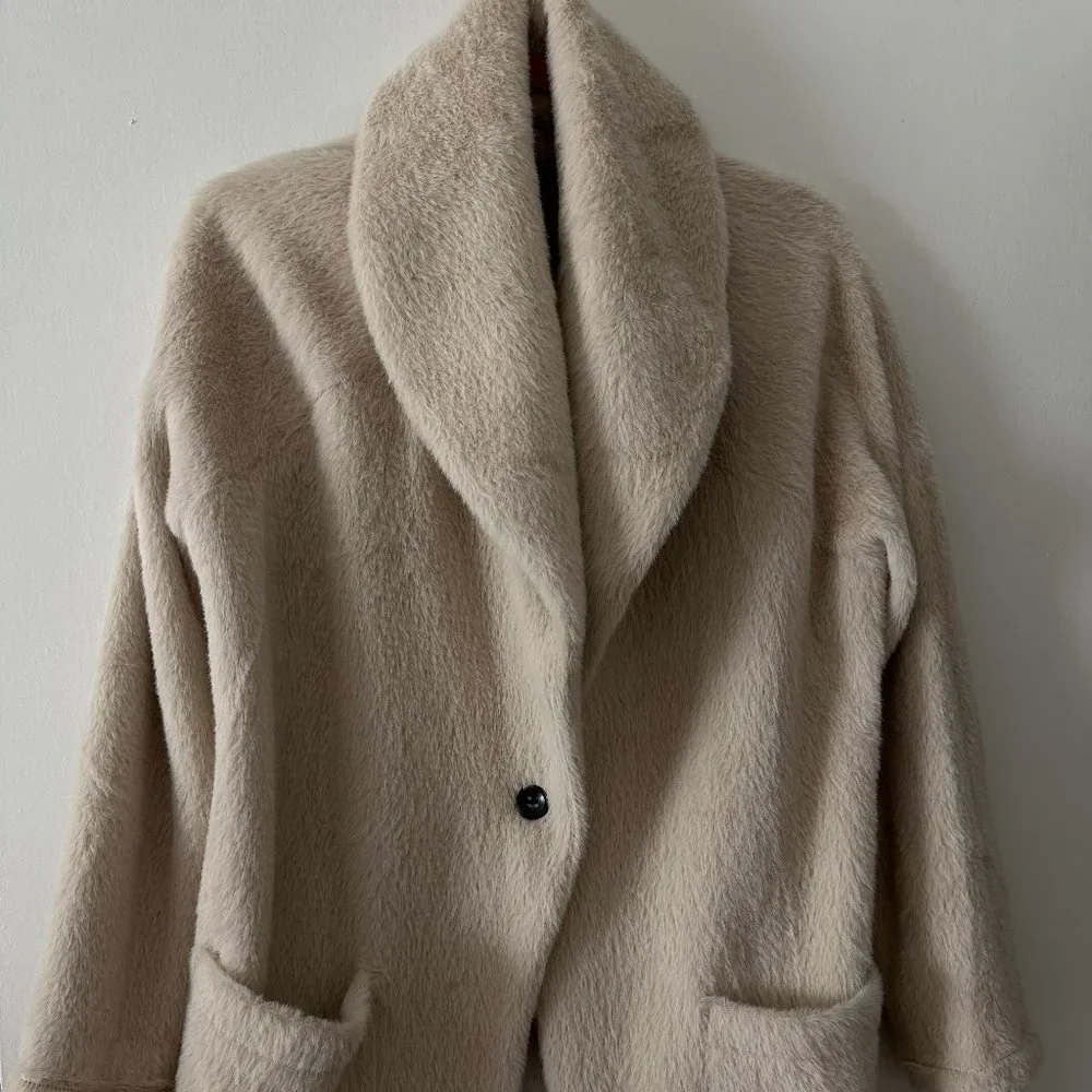 Anthro Velvet Feel Oversized Teddy Coat - Picture 1 of 5